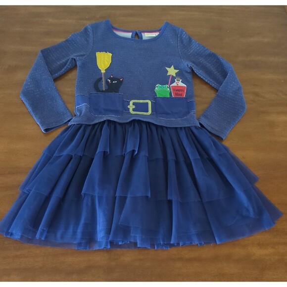 knee length dresses for ladies Girls Boden Blue Halloween Appliqu Sweatshirt Dress